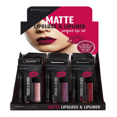 макияжный набор Magic Studio Matte Lipgloss & Lipliner (2 pcs) цена и информация | Помады, бальзамы, блеск для губ | kaup24.ee