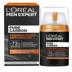 Puhastav kreem L'Oreal Make Up Men Expert Pure Carbon Niisutav Matistav viimistlusvahend Aknevastane (50 ml) hind ja info | Näokreemid | kaup24.ee