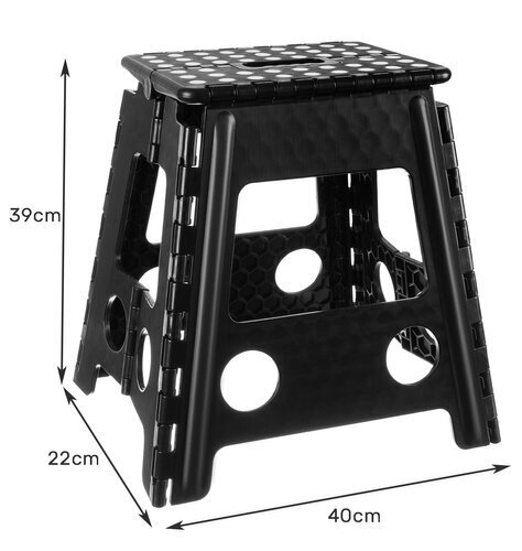 Kokkupandav taburet must-valge 39cm hind ja info | Redelid | kaup24.ee