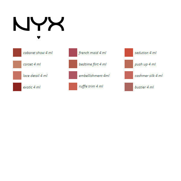 Huulevärv Lingerie NYX (4 ml): Värvus - bustier 4 ml цена и информация | Huulepulgad, -läiked, -palsamid, vaseliin | kaup24.ee