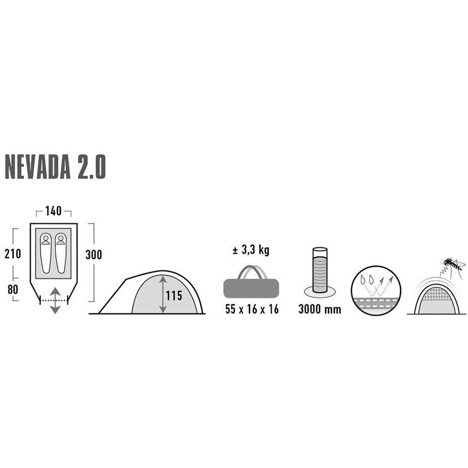 Telk High Peak Nevada 2, helehall hind ja info | Telgid | kaup24.ee