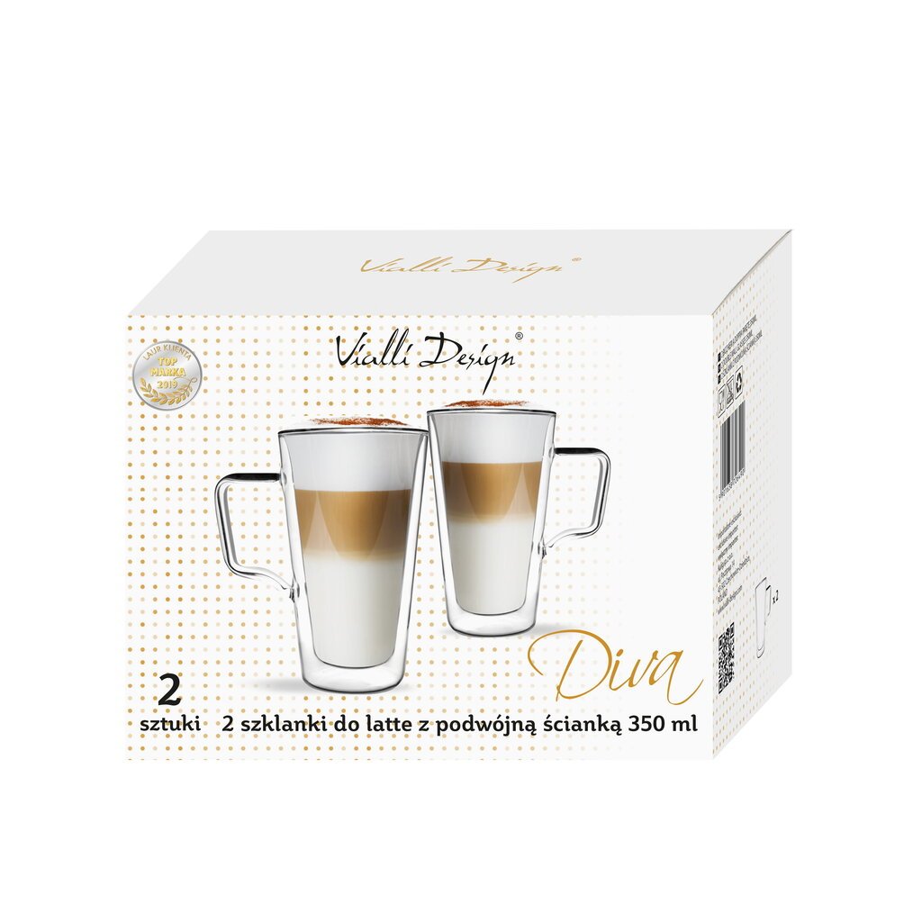 Vialli Design latteklaasid topeltklaasist seintega Diva, 350 ml, 2 tk. цена и информация | Klaasid, tassid ja kannud | kaup24.ee
