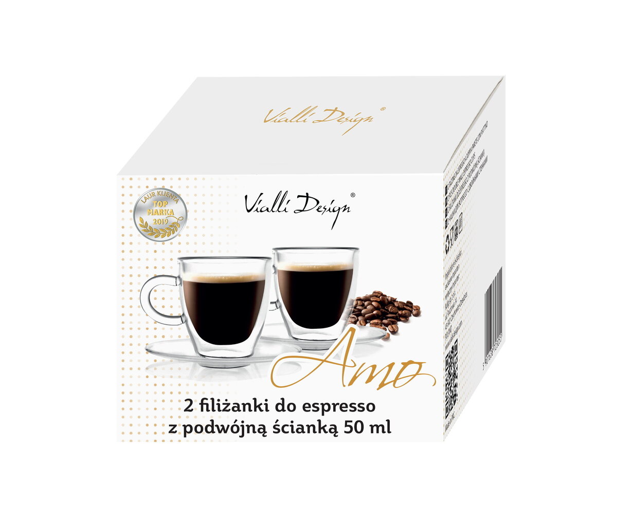 Vialli Design espressotassid topeltklaasist seintega koos taldrikutega Amo, 50 ml, 2 tk. hind ja info | Klaasid, tassid ja kannud | kaup24.ee