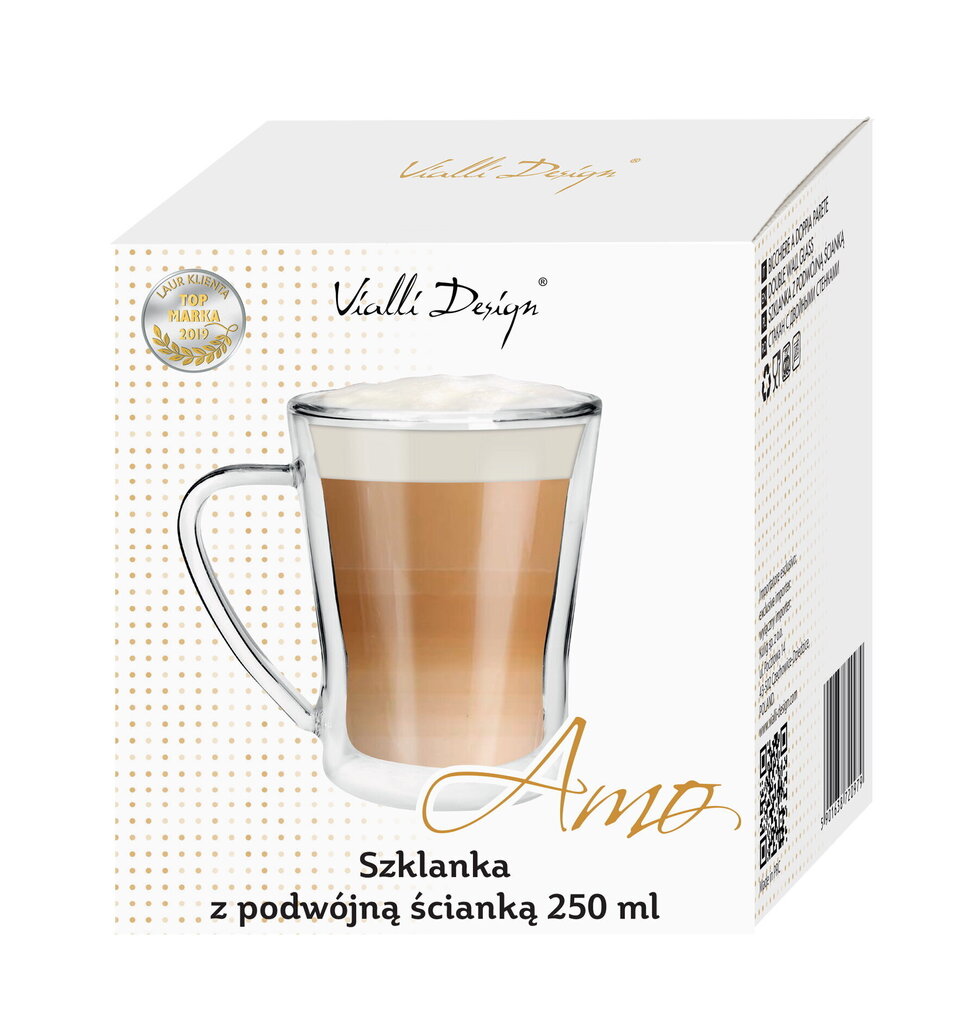 Vialli Design tass topeltklaasist seinaga Amo, 250 ml hind ja info | Klaasid, tassid ja kannud | kaup24.ee