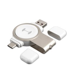 Беспроводная зарядка 4smarts Wireless Charger VoltBeam Mini для Apple Watch 1-7 / USB-C / USB цена и информация | Зарядные устройства для телефонов | kaup24.ee