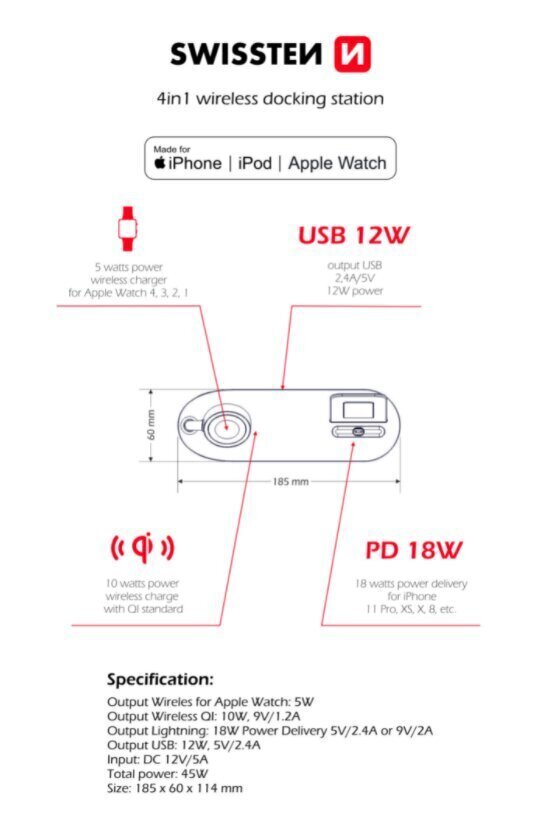 Swistten 4in1 MFI hind ja info | Mobiiltelefonide laadijad | kaup24.ee