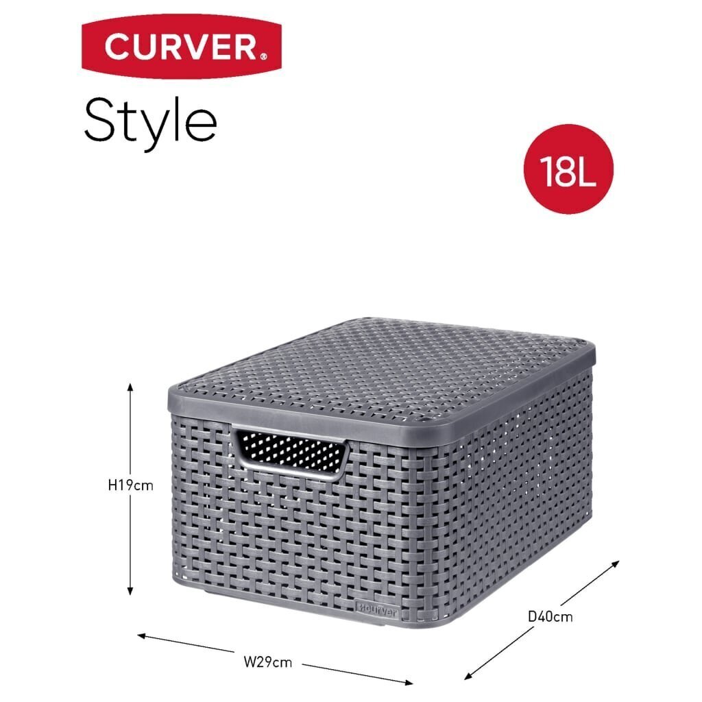 427270 Curver "Style" Storage Boxes with Lid 3 pcs Size S+M+L Anthracite hind ja info | Hoiukastid ja -korvid | kaup24.ee