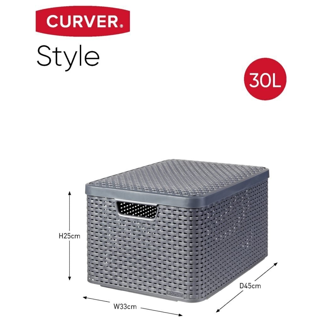427270 Curver "Style" Storage Boxes with Lid 3 pcs Size S+M+L Anthracite hind ja info | Hoiukastid ja -korvid | kaup24.ee