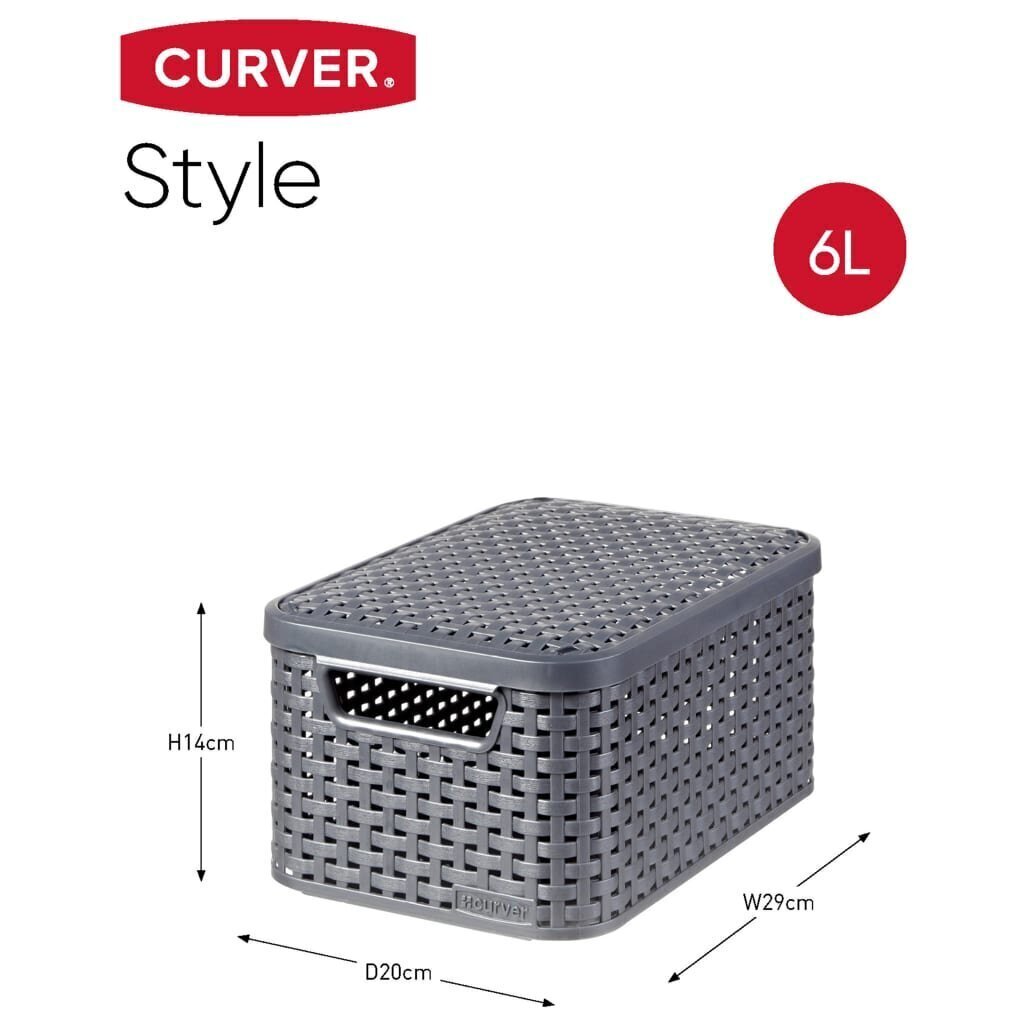 427270 Curver "Style" Storage Boxes with Lid 3 pcs Size S+M+L Anthracite hind ja info | Hoiukastid ja -korvid | kaup24.ee