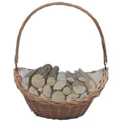 286987 vidaXL Firewood Basket with Handle 57x46,5x52 cm Brown Willow hind ja info | Tarvikud kaminatele ja ahjudele | kaup24.ee