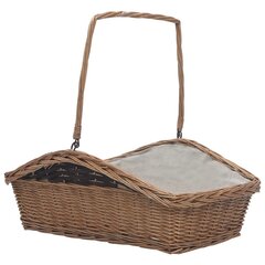 286989 vidaXL Firewood Basket with Handle 61,5x46,5x58 cm Brown Willow hind ja info | Tarvikud kaminatele ja ahjudele | kaup24.ee