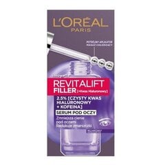 Сыворотка для глаз с 2,5% гиалуроновой кислотой и кофеином L'oreal Paris Revitalift Filler, 20 мл цена и информация | Сыворотки, кремы для век | kaup24.ee