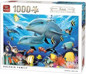 King - Puzzle 1000 Sea Collection Dolphin Family hind ja info | Lauamängud ja mõistatused | kaup24.ee