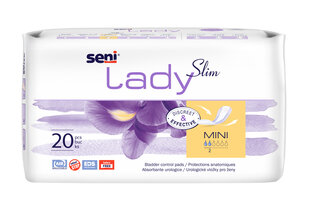 Урологические прокладки для женщин Seni Lady Slim Mini, 20 шт. цена и информация | Подгузники, прокладки, одноразовые пеленки для взрослых | kaup24.ee