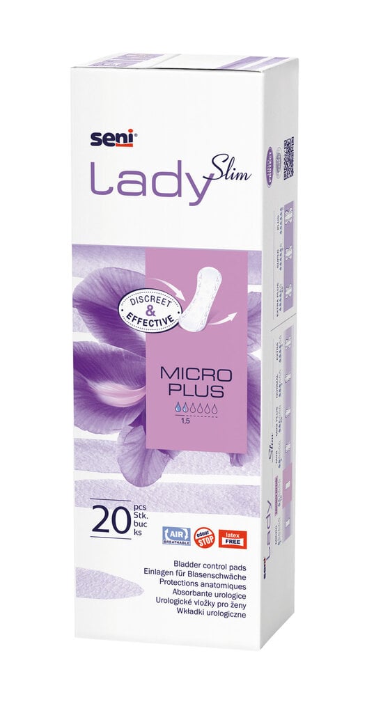 Uroloogilised sidemed Seni Lady Slim Micro Plus naistele, 20 tk hind ja info | Mähkmed, hügieenisidemed, ühekordsed linad täiskasvanutele | kaup24.ee