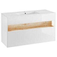 Valamualune vannitoakapp Hakano Bonevile, 120x46 cm, valge/pruun цена и информация | Шкафчики для ванной | kaup24.ee