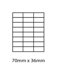 A4 Labels 24 Per Sheet. With print edge format. 70mm x 36mm X24. Sheets in box - 100 - hind ja info | Vihikud, märkmikud ja paberikaubad | kaup24.ee