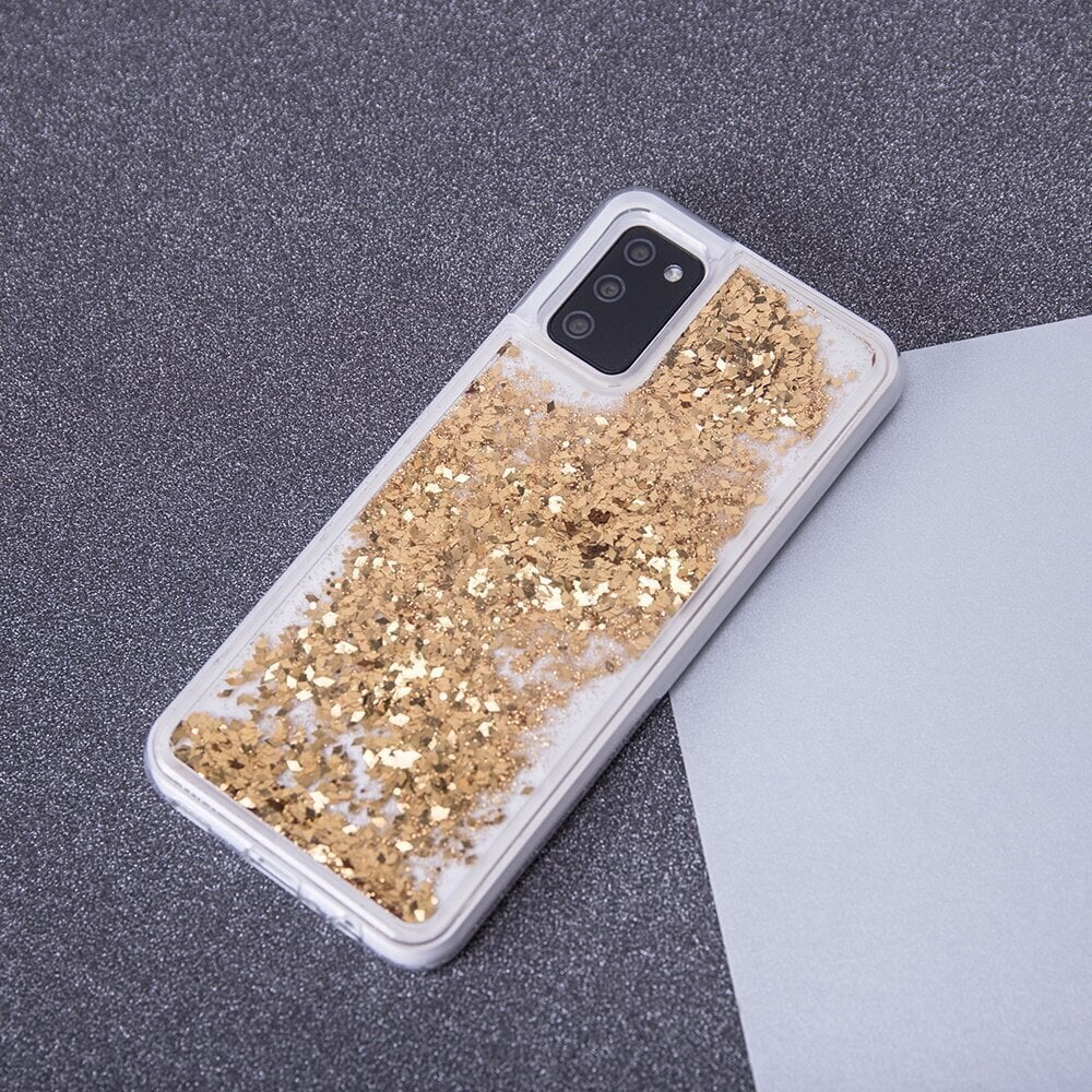 Liquid Sparkle TPU case for Samsung Galaxy A03S EU gold hind ja info | Telefoni kaaned, ümbrised | kaup24.ee