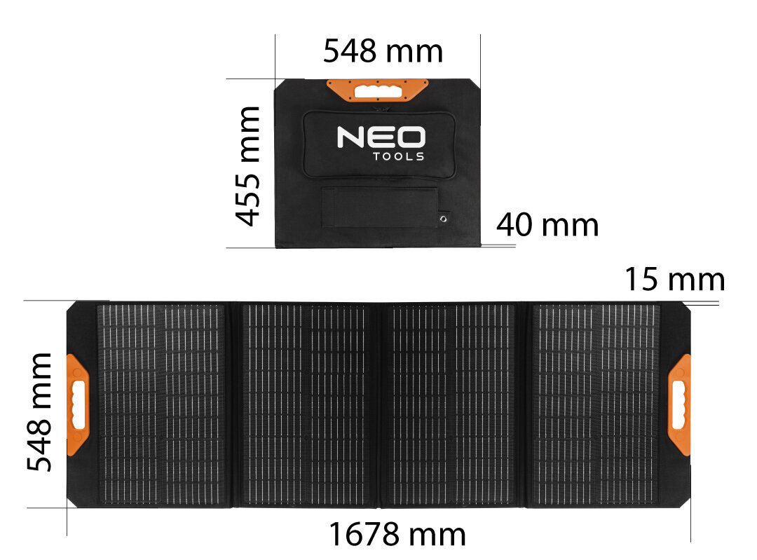 Kaasaskantav 140W päikesepatarei, päikeselaadija. NEO 90-142 hind ja info | Generaatorid | kaup24.ee