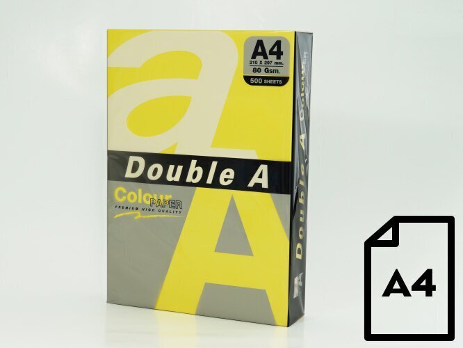 Värviline paber Double A, A4, 80g, 500 lehte, kollane цена и информация | Vihikud, märkmikud ja paberikaubad | kaup24.ee