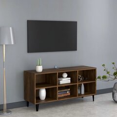 vidaXL metalljalgadega telerikapp, pruun tamm, 103,5 x 30 x 50 cm цена и информация | Тумбы под телевизор | kaup24.ee