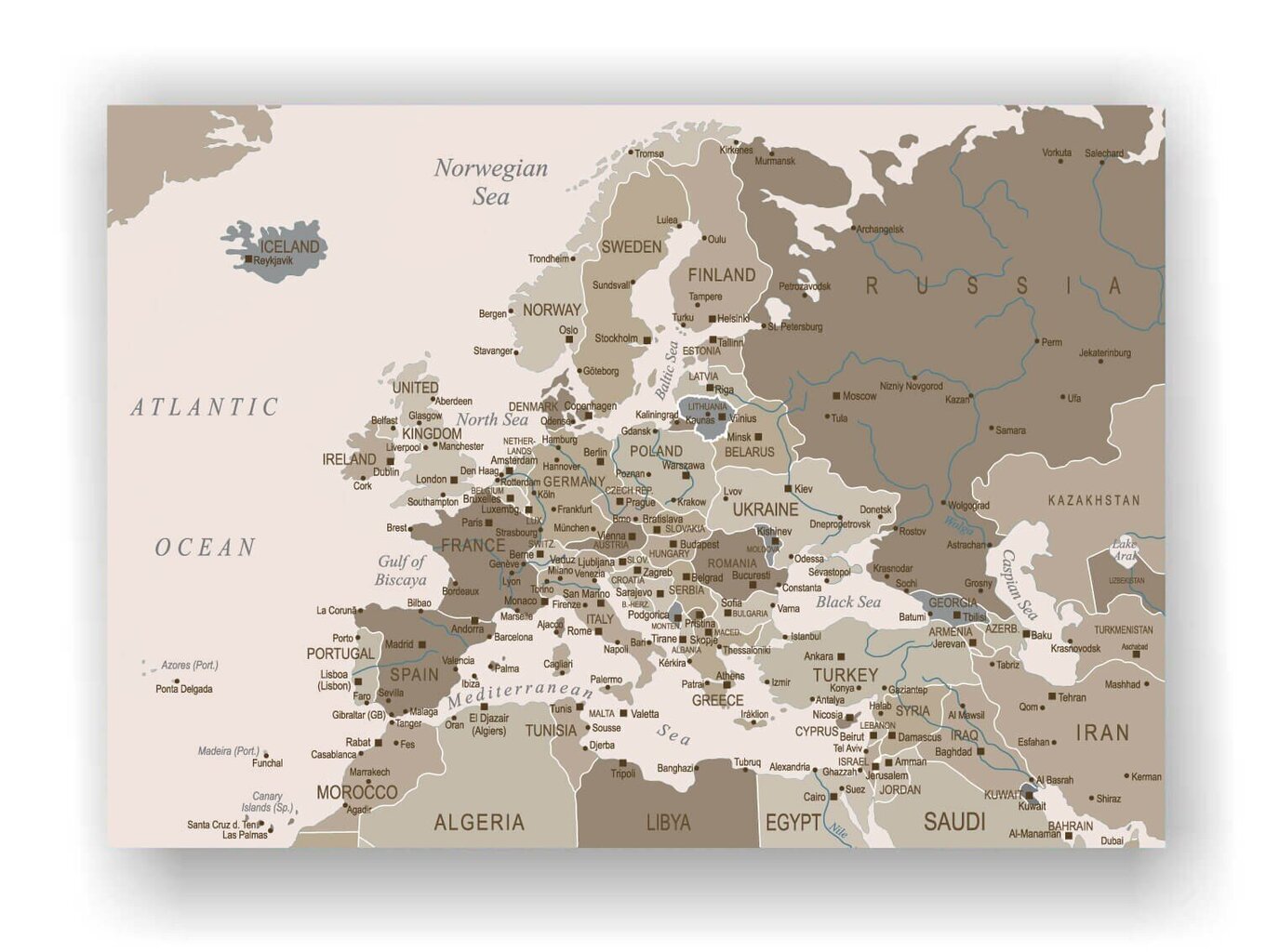 Korgimaal – Euroopa kaart. Pruun [Korkkaart] 90x60cm hind ja info | Seinapildid | kaup24.ee