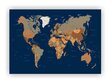 Korgimaal - Sinine maailmakaart [Korkkaart] 60x40cm цена и информация | Seinapildid | kaup24.ee