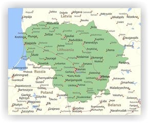 Korgimaal - Leedu kaart [Korgikaart], 200x100cm hind ja info | Seinapildid | kaup24.ee