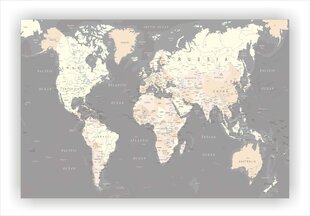 Korgi pilt - maailmakaart. Üksikasjad. Hall. [Korkkaart], 200x100cm hind ja info | Seinapildid | kaup24.ee