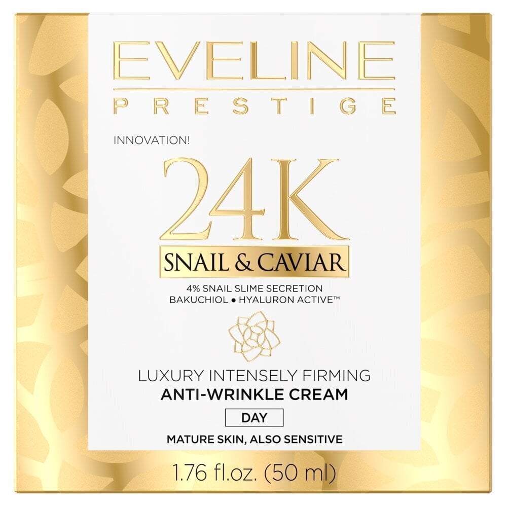 Päevane näokreem küpsele nahale Eveline 24k Snail&Caviar 50 ml цена и информация | Näokreemid | kaup24.ee