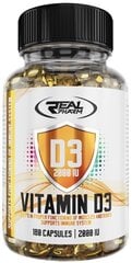 Real Pharm Vitamin D3 2000 IU 180 kapslit hind ja info | Vitamiinid, toidulisandid, preparaadid tervise heaoluks | kaup24.ee