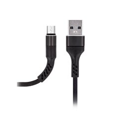 Maxlife MXUC-01 cable USB - microUSB 1,0 m 2A black nylon цена и информация | Кабели для телефонов | kaup24.ee