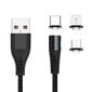 Maxlife MXUC-02 magnetkaabel USB - Lightning + USB-C + microUSB 1,0 m 2A, must nailon цена и информация | Mobiiltelefonide kaablid | kaup24.ee