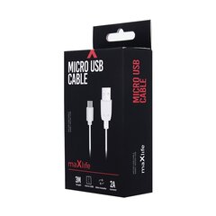 Maxlife kaabel USB - microUSB 3,0 m 2A, valge hind ja info | Mobiiltelefonide kaablid | kaup24.ee