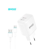 BWOO seinalaadija CDA60C 2x USB 2.4A valge + kaabel USB-C hind ja info | Mobiiltelefonide laadijad | kaup24.ee