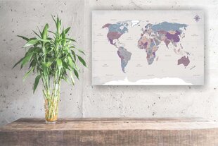 Cork pilt - maailmakaart tihvtidega. Antiikne, hall. цена и информация | Картины, живопись | kaup24.ee