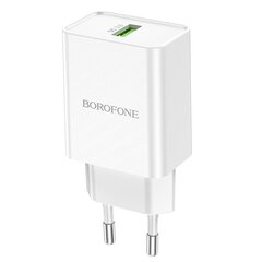 Сетевая зарядка Borofone BN5 QC 3.0 18Вт, белая цена и информация | Зарядные устройства для телефонов | kaup24.ee