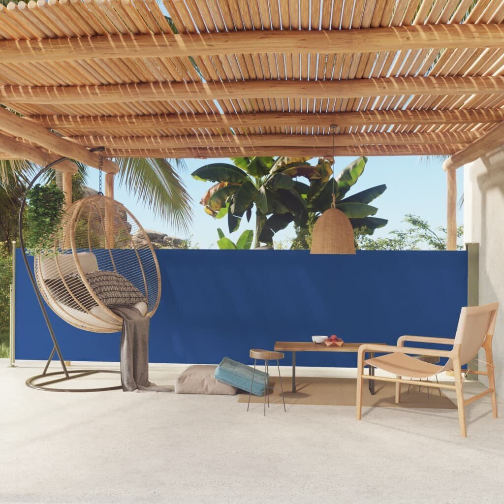 vidaXL lahtitõmmatav terrassi külgsein, 140 x 500 cm, sinine hind ja info | Päikesevarjud, markiisid ja alused | kaup24.ee