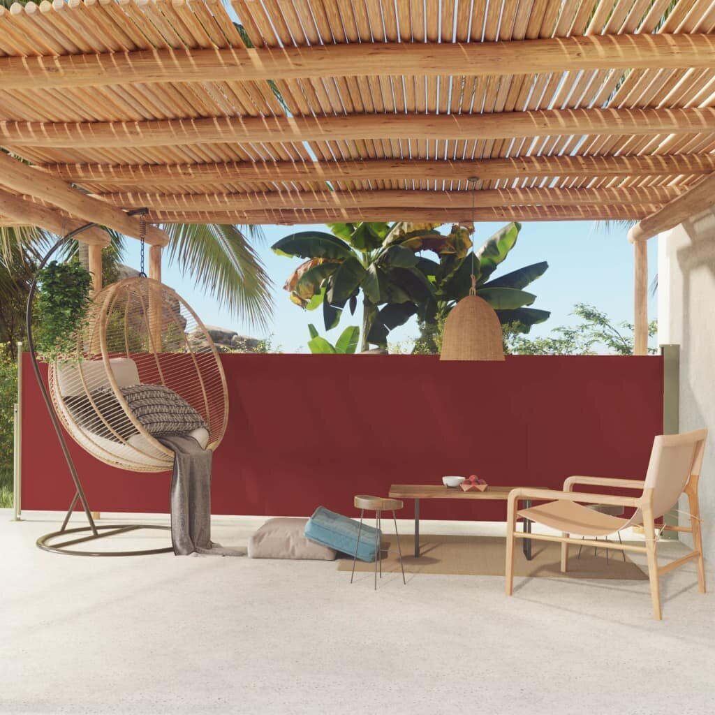 vidaXL lahtitõmmatav terrassi külgsein, 140 x 500 cm, punane hind ja info | Päikesevarjud, markiisid ja alused | kaup24.ee