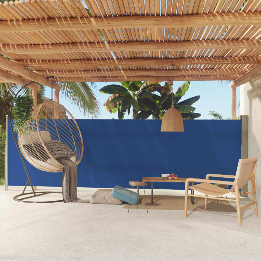 VidaXL lahtitõmmatav terrassi külgsein, 160x500 cm, sinine hind ja info | Päikesevarjud, markiisid ja alused | kaup24.ee