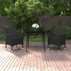 vidaXL 3-osaline aiamööbli komplekt patjadega, polürotang ja klaas цена и информация | Комплекты уличной мебели | kaup24.ee