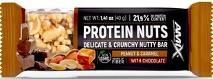 Amix Nutrition Protein Nuts krõmpsuv pähklibatoon 40 g - maapähklid ja karamell hind ja info | Vitamiinid, toidulisandid, preparaadid tervise heaoluks | kaup24.ee