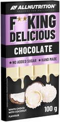 Šokolaad AllNutrition F**KING DELICIOUS chocolate 100 g - valge šokolaad kookospähkliga цена и информация | Функциональные продукты питания (суперфуд) | kaup24.ee