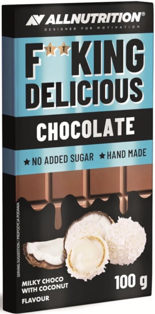 Šokolaad AllNutrition F**KING DELICIOUS chocolate 100 g - milky choco with coconut цена и информация | Supertoit | kaup24.ee