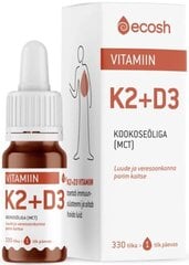 Ecosh Vitamiin K2 (45mkg) + D3 (2000IU) 10 ml hind ja info | Vitamiinid, toidulisandid, preparaadid tervise heaoluks | kaup24.ee