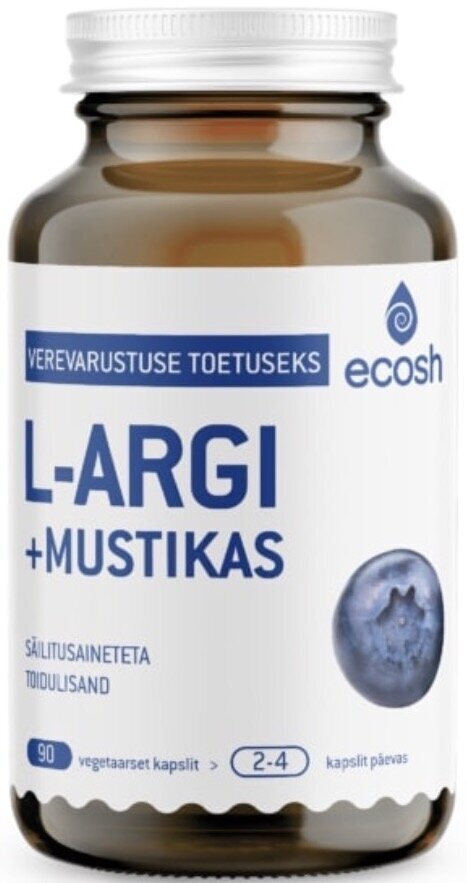 Ecosh L-arginiin + mustikas 90 vege kapslit hind ja info | Vitamiinid, toidulisandid, preparaadid tervise heaoluks | kaup24.ee
