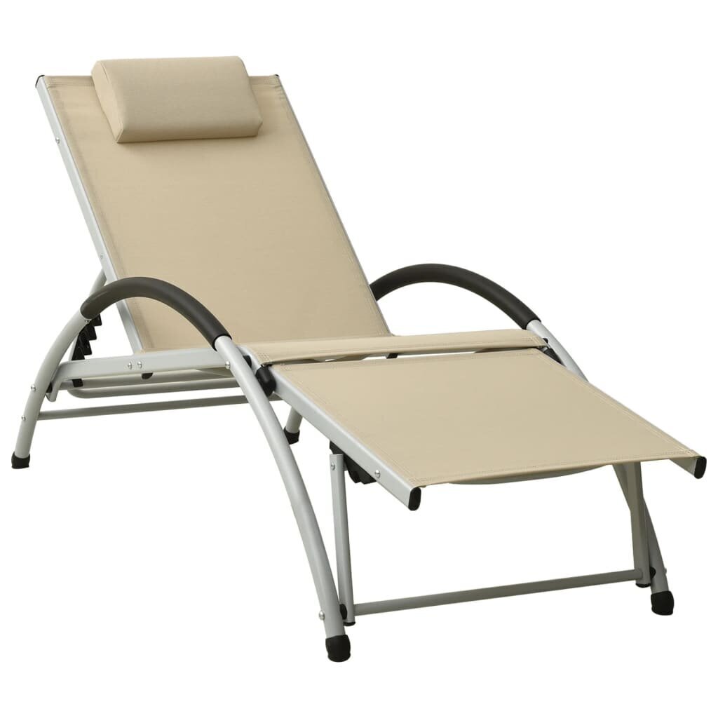 310530 vidaXL Sun Lounger with Pillow Textilene Cream цена и информация | Päevitustoolid | kaup24.ee