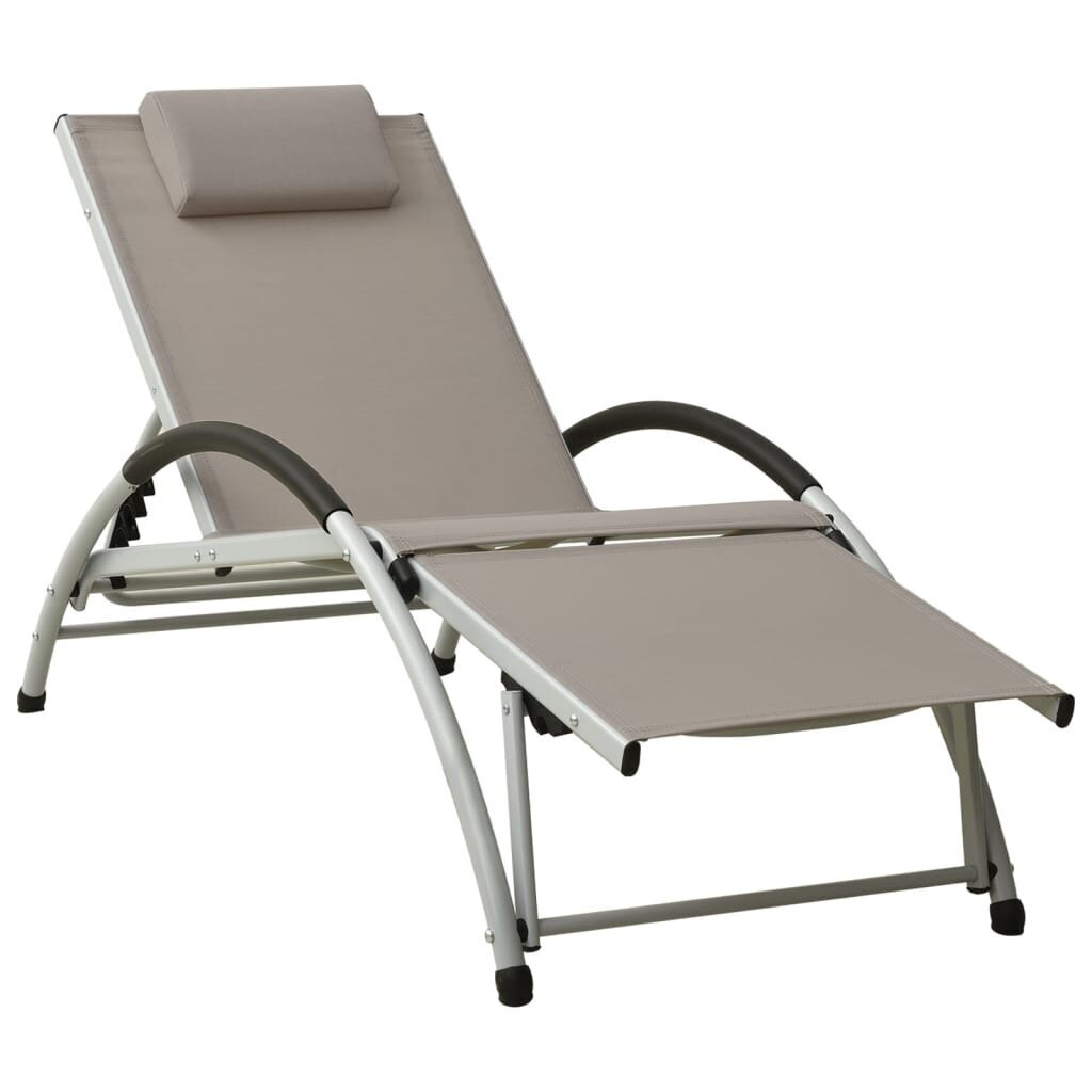 310531 vidaXL Sun Lounger with Pillow Textilene Taupe цена и информация | Päevitustoolid | kaup24.ee