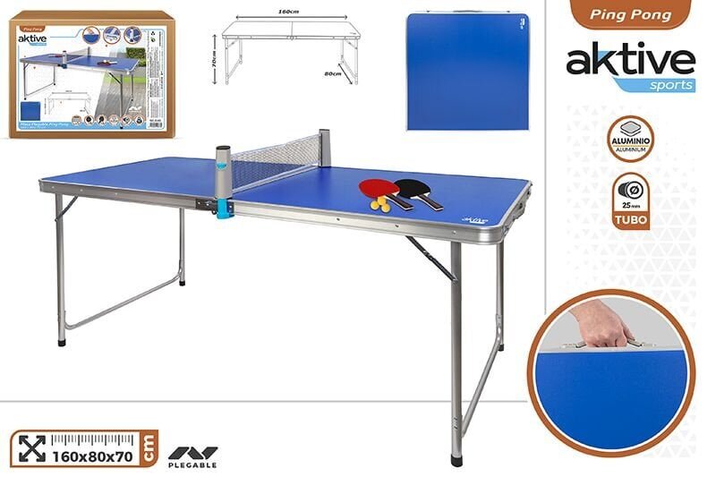 Ping-pongi laud (160 x 80 cm) reketite, pallide ja sõelaga Active цена и информация | Lauatennise lauad ja katted | kaup24.ee