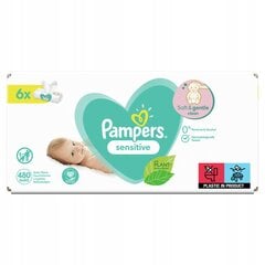 Салфетки влажные «Pampers» Sensitive, 6x80шт цена и информация | Влажные салфетки | kaup24.ee